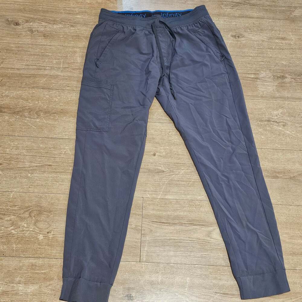 Cherokee Infinity Men’s Gray Cargo Scrub Jogger Pants Size Large